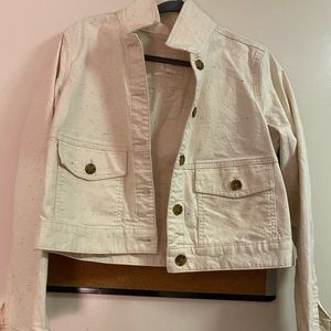Cream Speckled Denim Jacket
